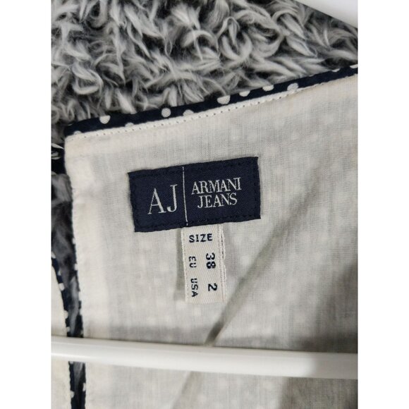 ARMANI JEANS Polka Dot Sleeveless Dress Women SZ 2 Lined Layered Neutral Classic - Picture 6 of 10